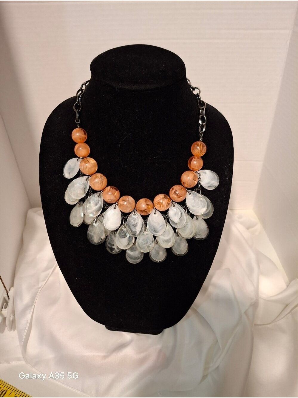 Peach And Opalesce Bib Statement Necklace